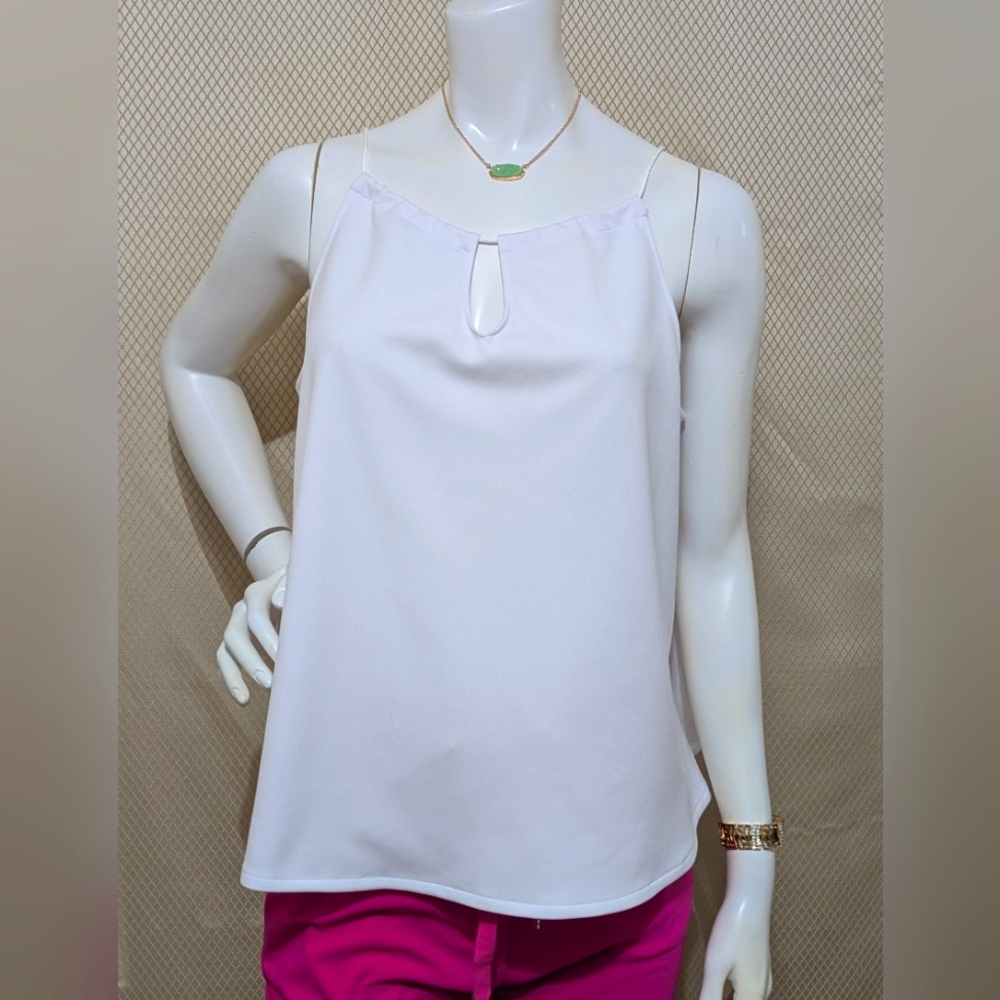 White Tank Top with Keyhole Detail